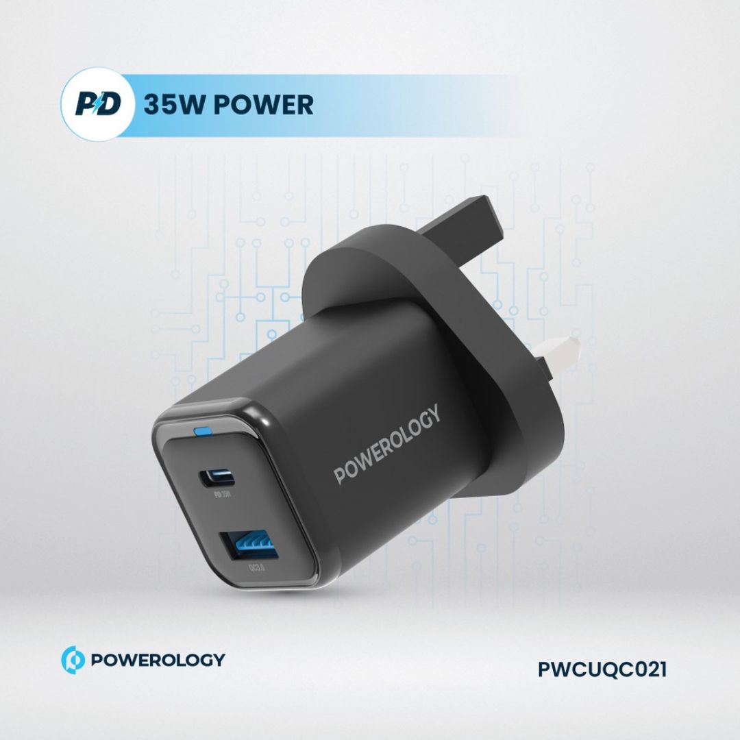 Powerology Super Compact Quick Charger 35W With USB C Cable PWCUQC021 — image 3