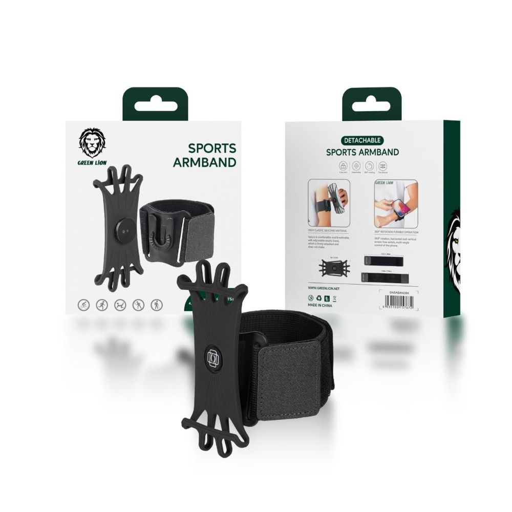 Green Detachable Sports Armband (4" - 6.8") with Adjustable Elastic Band, 360 Degree Rotation Flexible Operation — image 3
