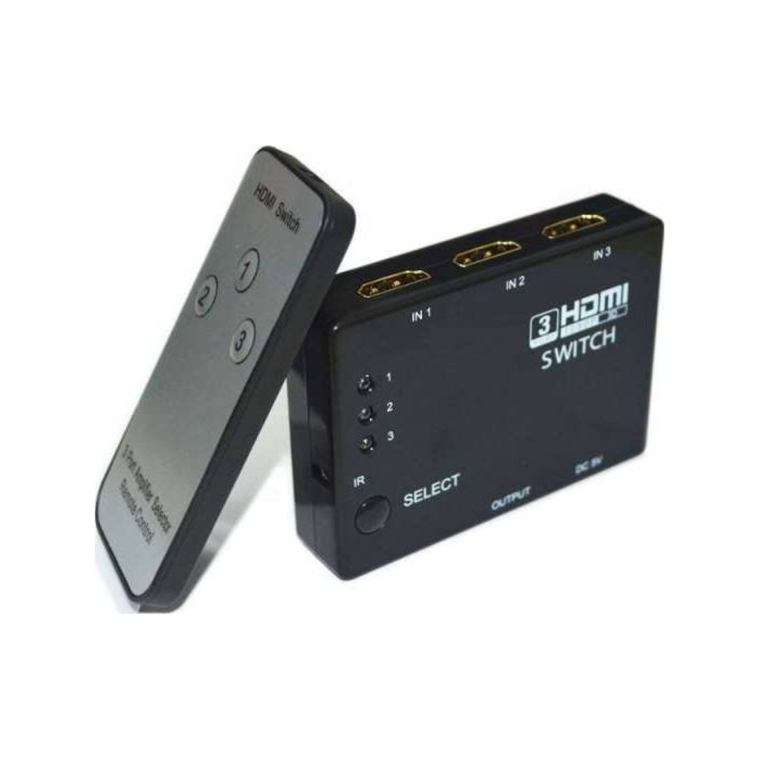 Haysenser Metal 3X1 HDMI Switcher with IR Black Full HD 1080P 3input 1 Output HDMI Switch Box — image 3