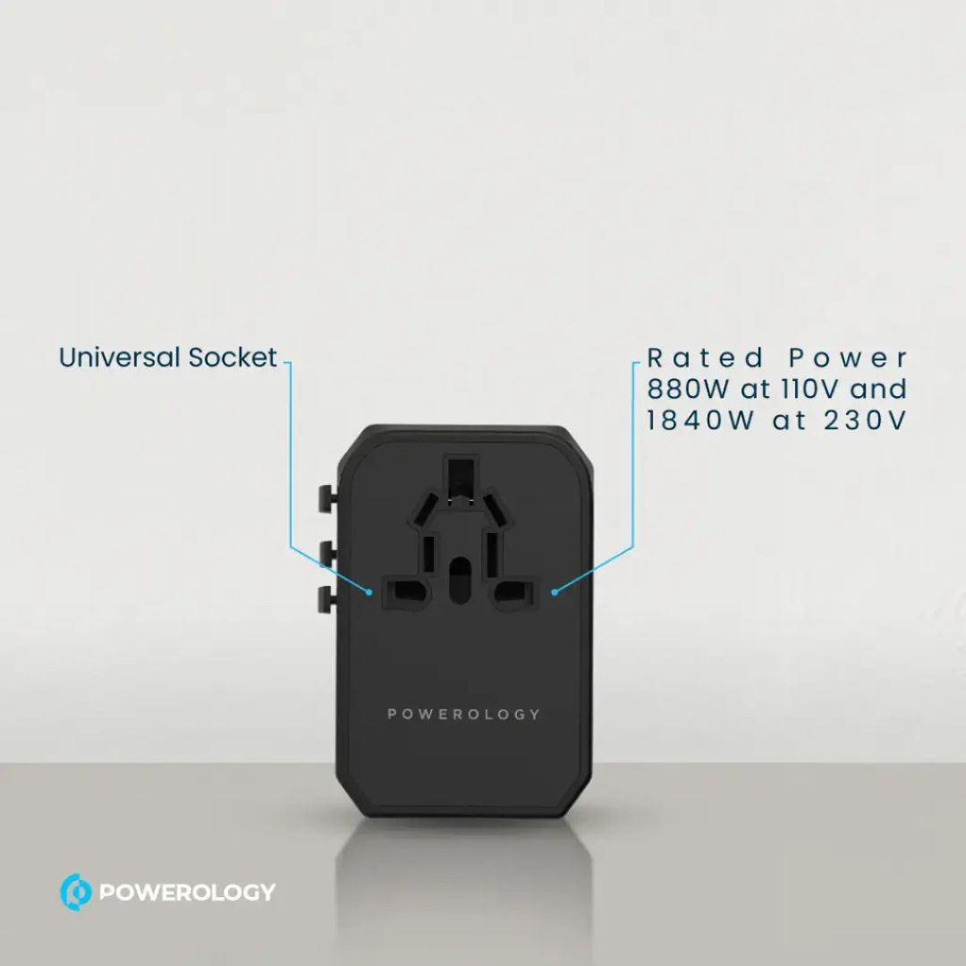 Powerology PD 45W Fast Charge + 2A USB Dual Output Universal Travel Adapter With 3 USB Ports — image 4