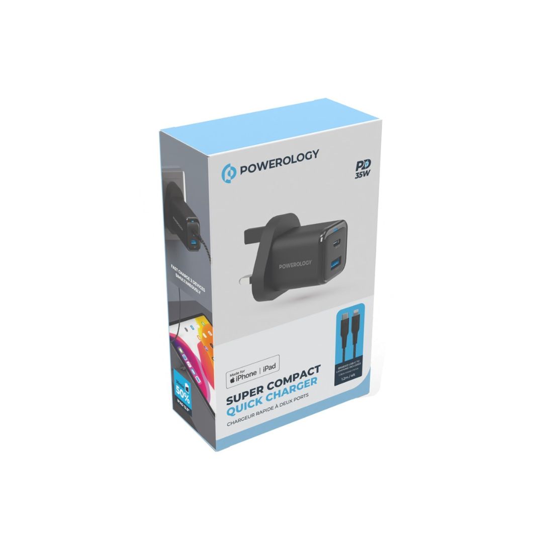 Powerology Super Compact Quick Charger 35W With USB C Cable PWCUQC021 — image 4