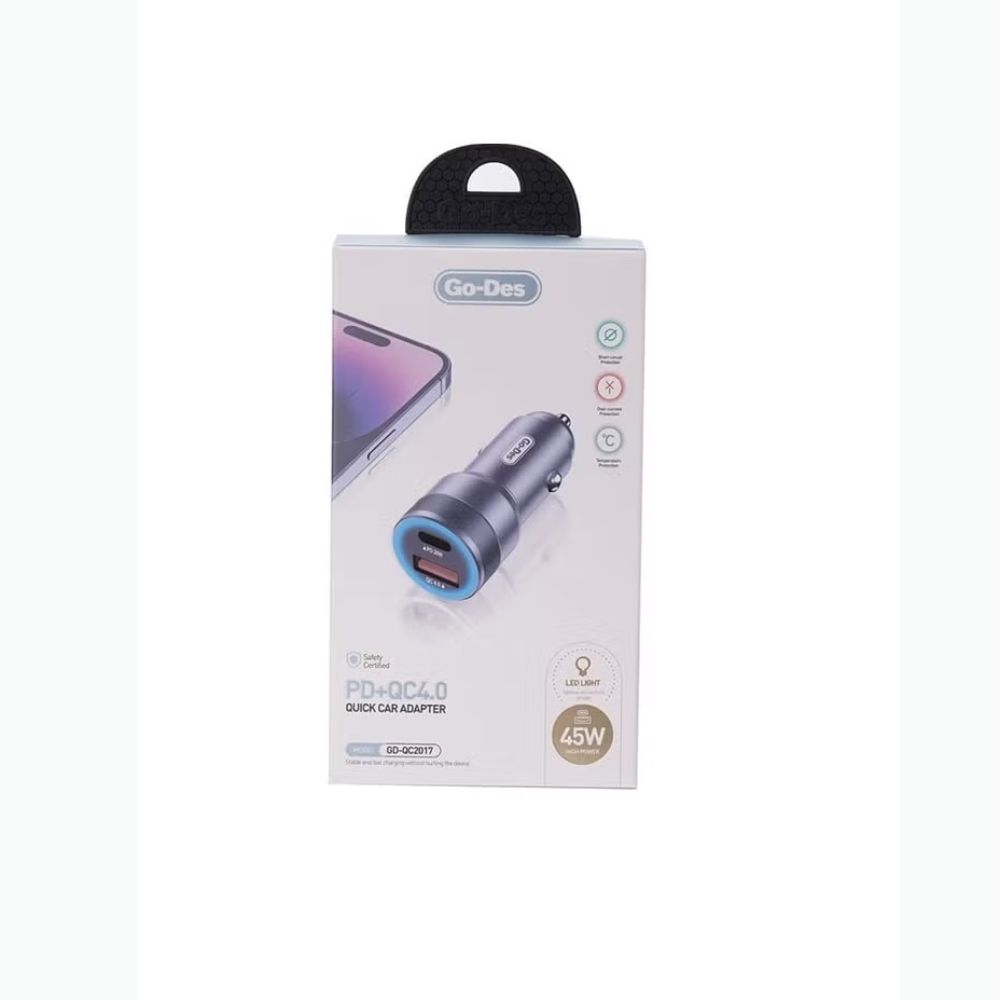 Go Des GD-QC2017 45W PD+QC 4.0 Quick Car Adapter — image 1