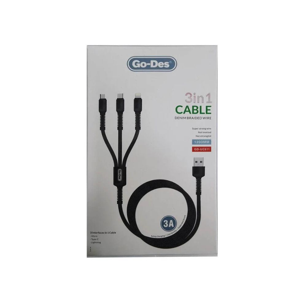 Go Des 3 in 1 Charging Cable USB C / Micro USB / Lightninng — image 3