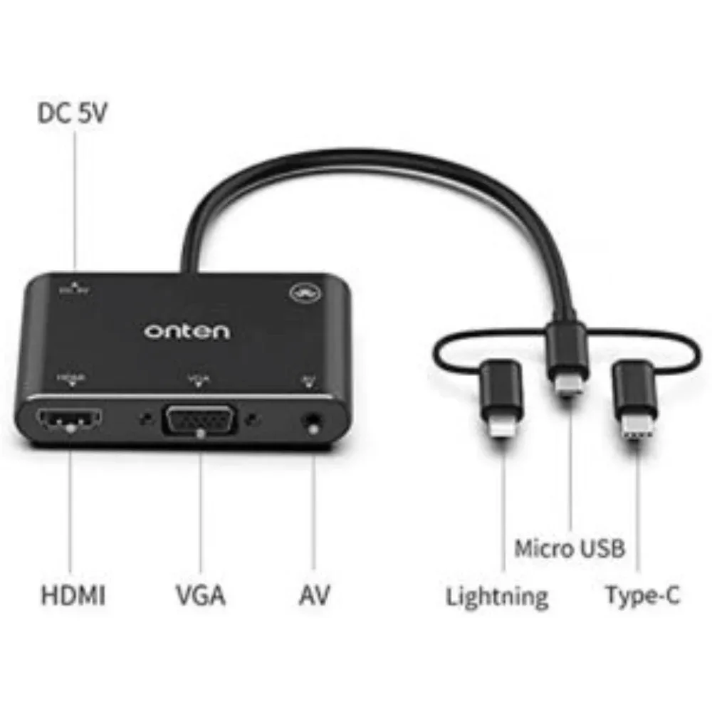 Onten  Type C / Lightning / Micro USB To HDMI / VGA / AV Adapter  7585C — image 1
