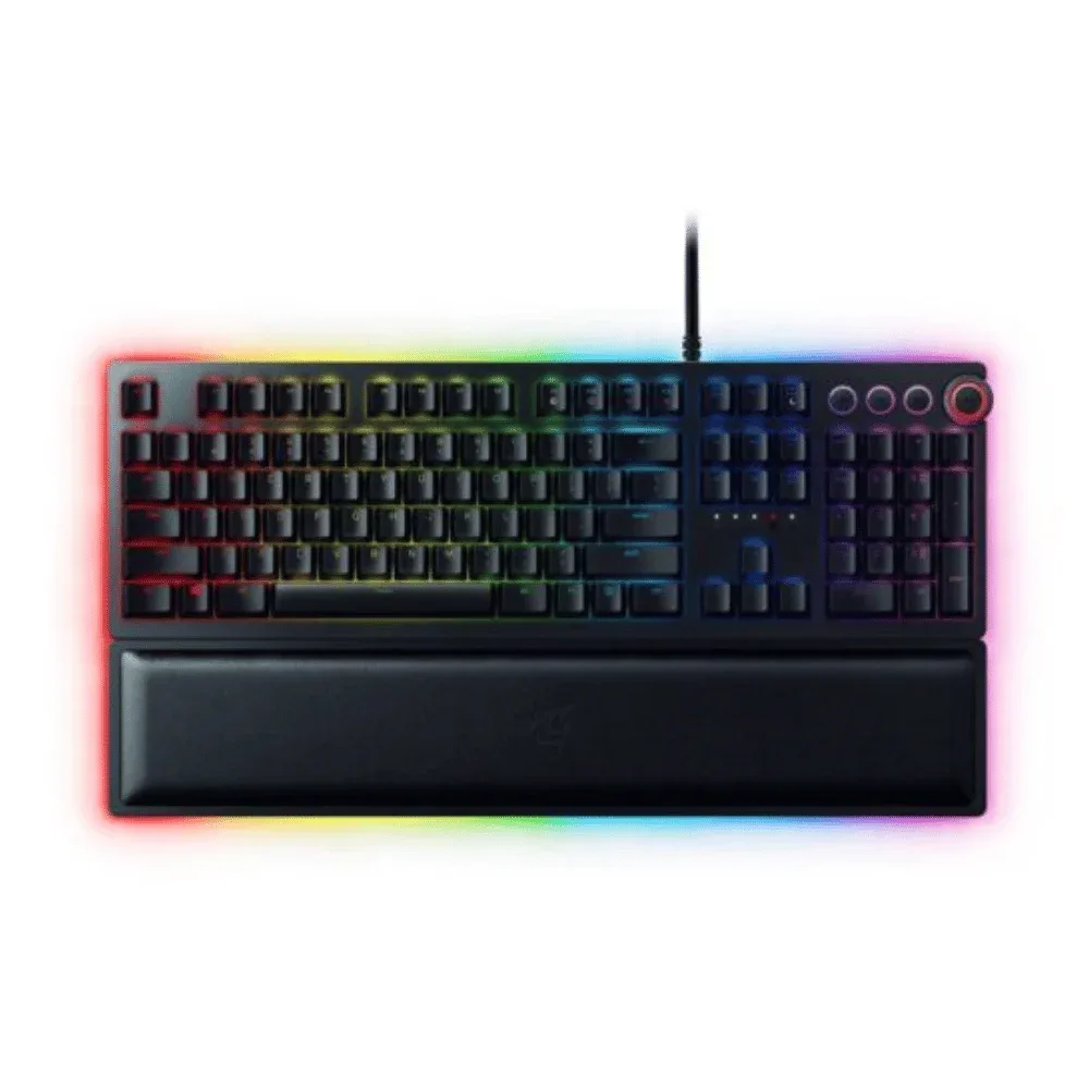 Razer Huntsman Elite Gaming Keyboard: Fast Keyboard Switches - Clicky Optical Switches - Chroma RGB Lighting - Magnetic Plush Wrist Rest - Dedicated Media Keys & Dial — image 1