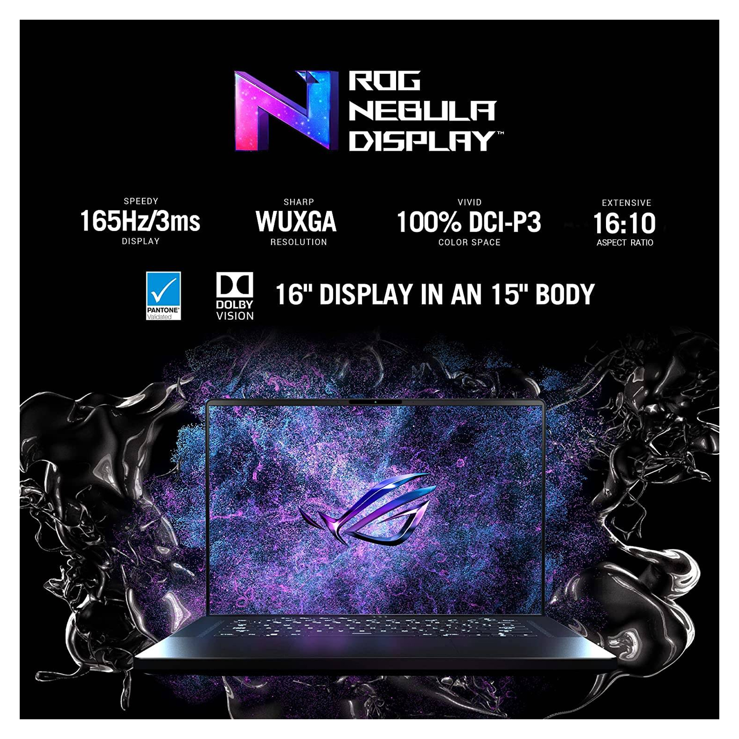 ASUS ROG ZEPHYRUS M16 GU603ZM-LS047W | Intel Core i7 12700H 2.3Ghz 16GB RAM 1TB SSD 16.0" WUXGA 165HZ 6GB NVIDIA Geforce RTX 3060 Wireless Bluetooth Camera Win 11 Home English Arab Keyboard — image 4