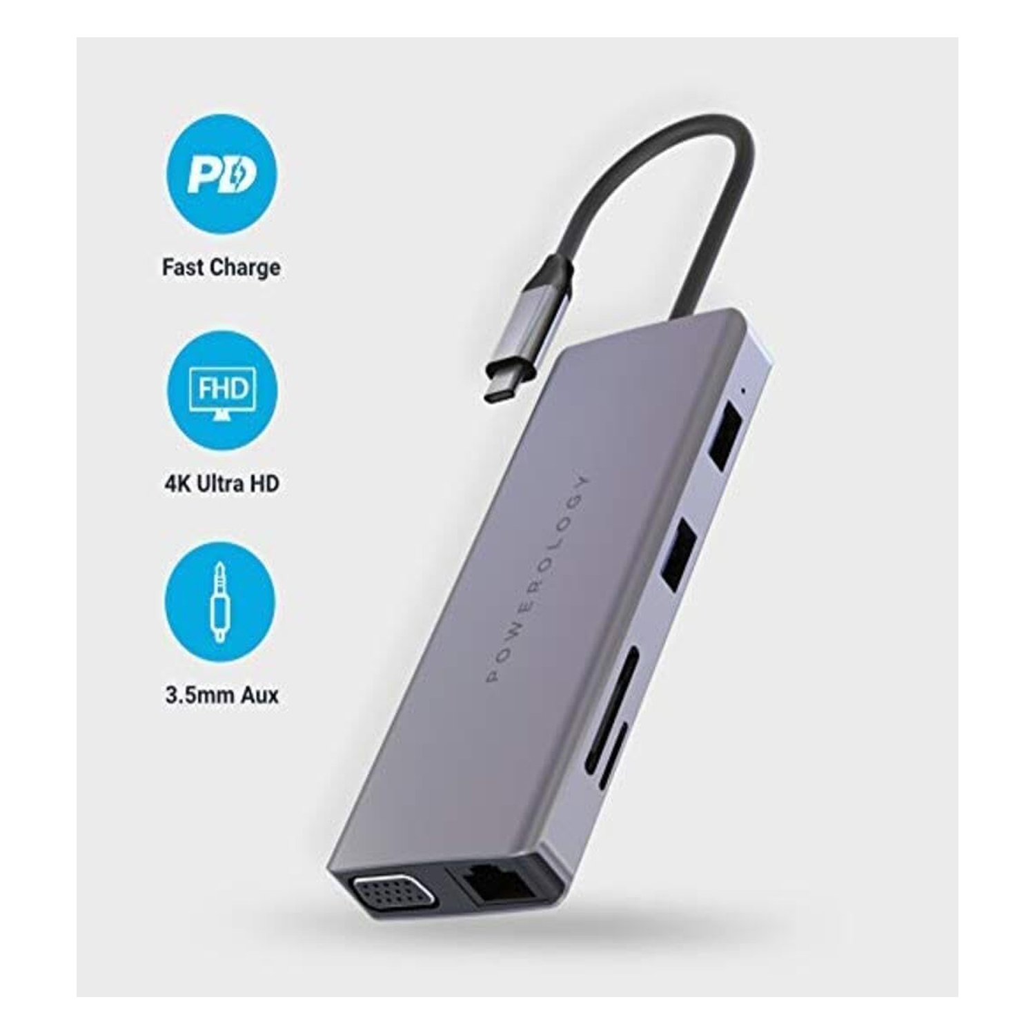 Powerology 11 In 1 USB C HUB Ethernet HDMI VGA 60W Fast Charge — image 3
