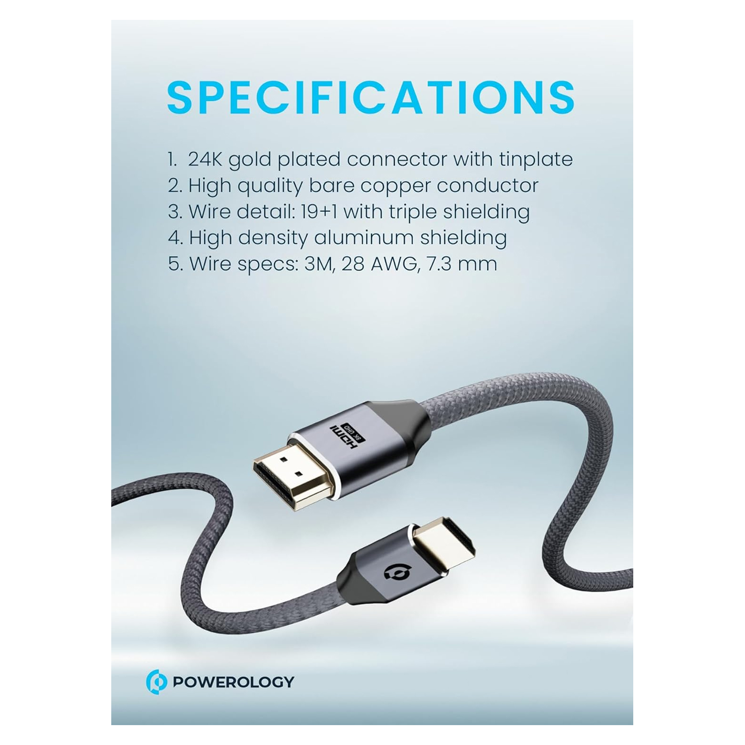 Powerology 8K HDMI Braided Cable 2M — image 3