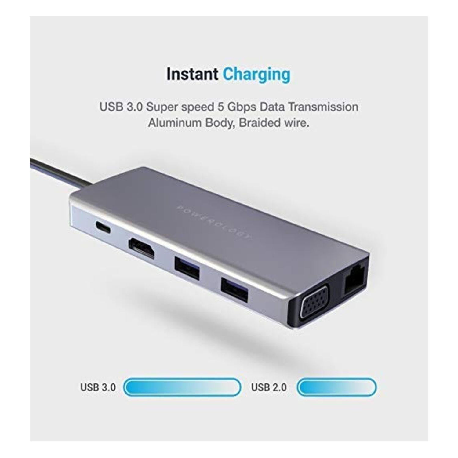 Powerology 11 In 1 USB C HUB Ethernet HDMI VGA 60W Fast Charge — image 2