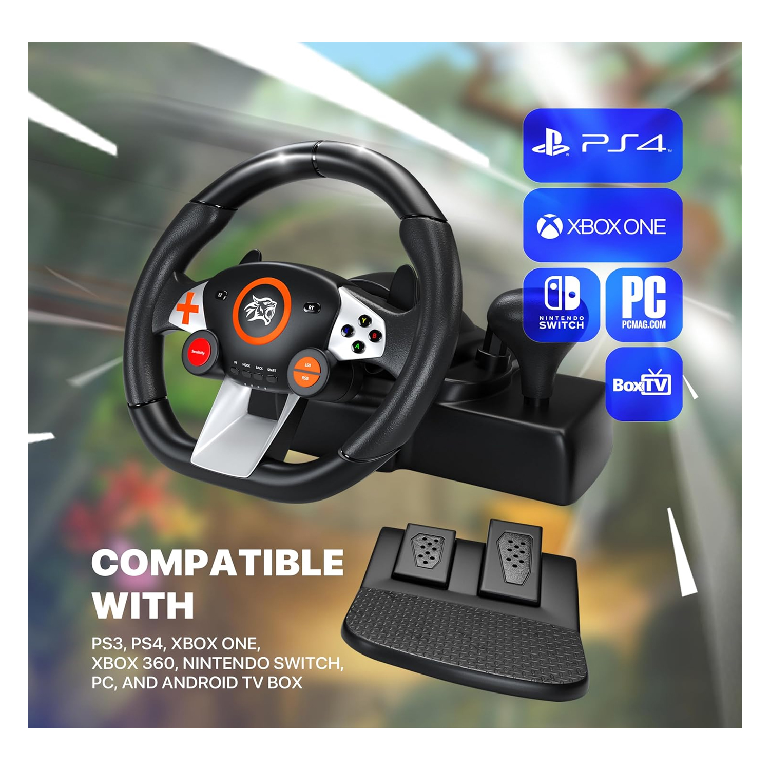 Porodo PDX627 Gaming Steering Whell PS4,PS3, XBOX360, Xbox One — image 4