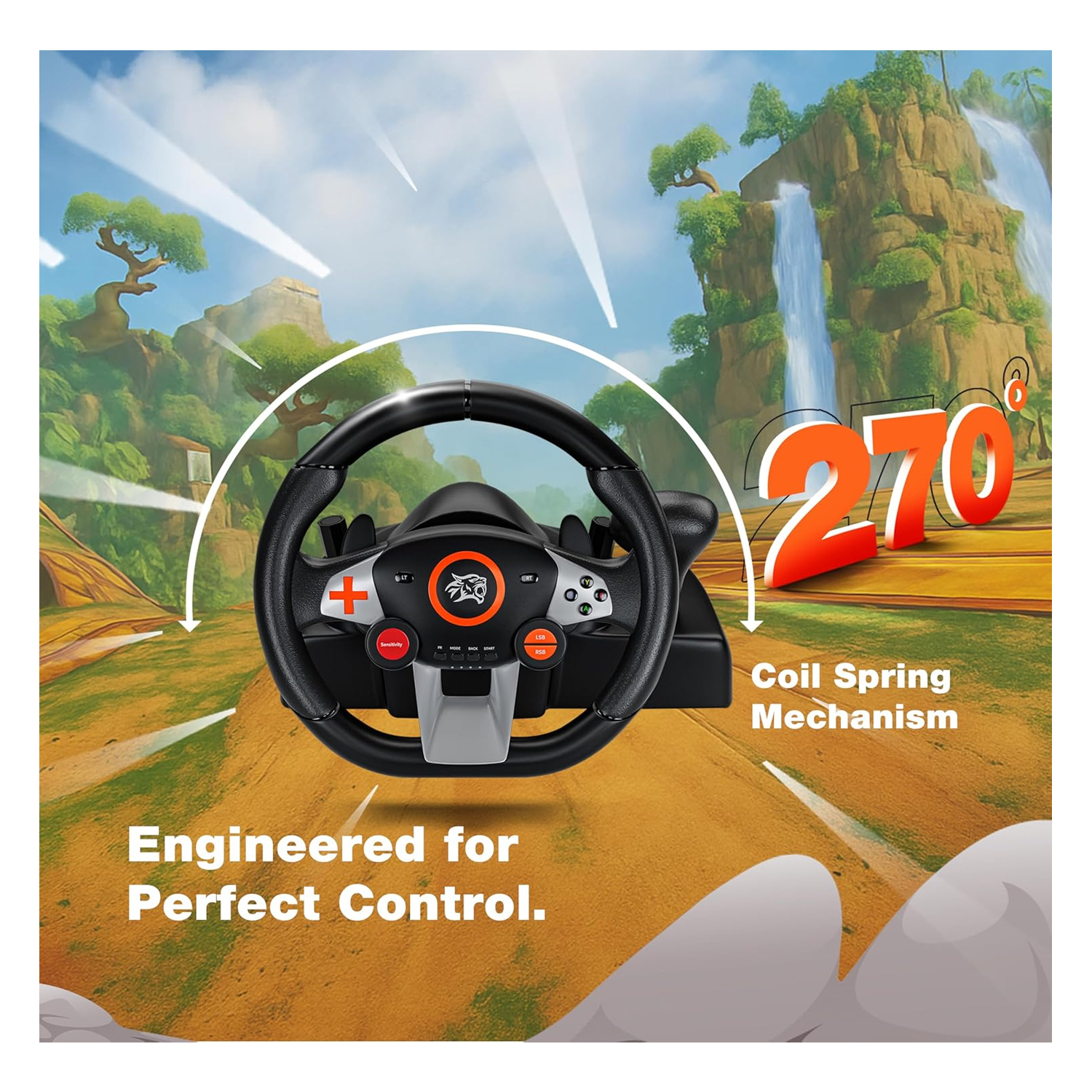 Porodo PDX627 Gaming Steering Whell PS4,PS3, XBOX360, Xbox One — image 3