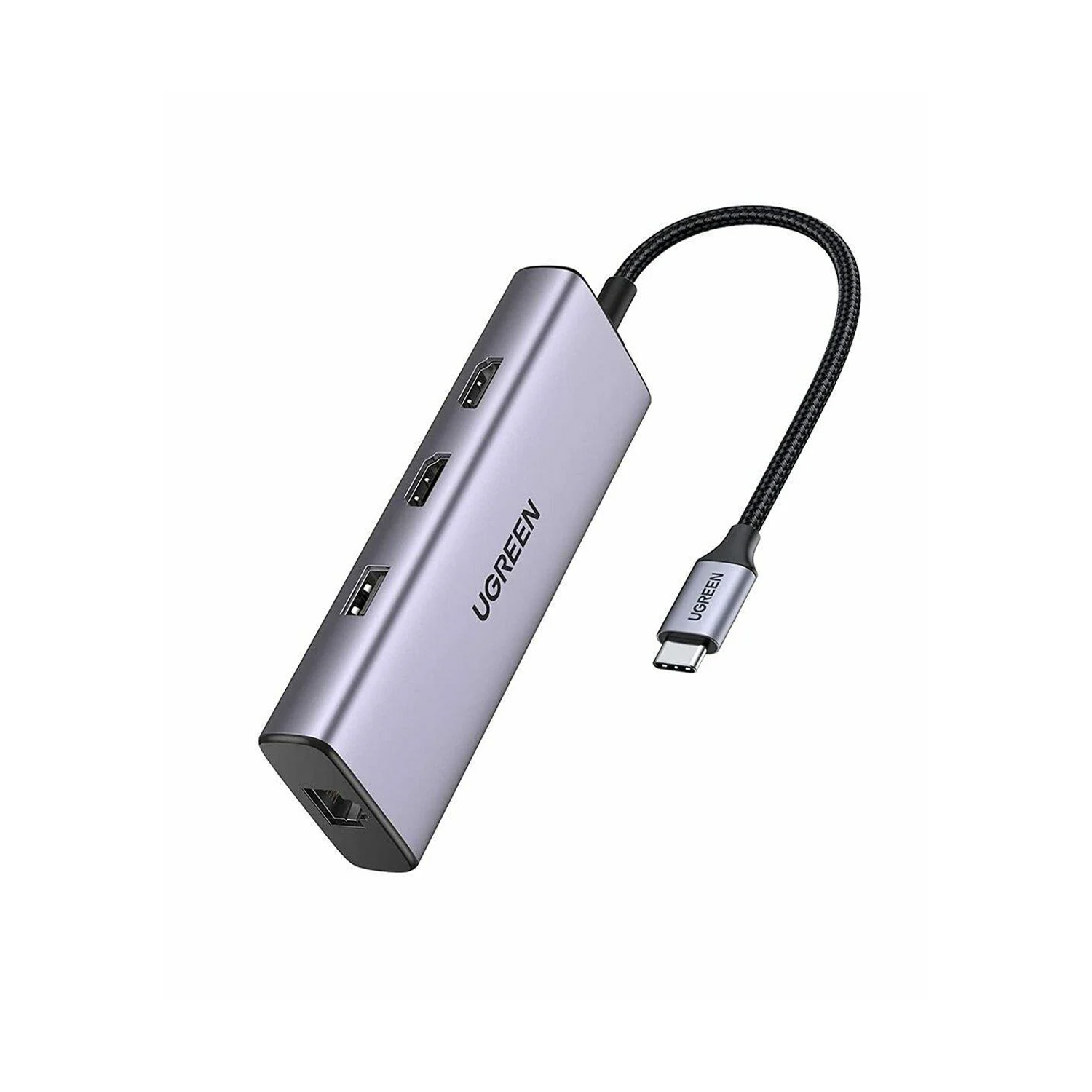 UGREEN 9 in 1 Adapter ( USB-C to 2×USB 3.0+1×USB 2.0+2×HDMI 4K60Hz+RJ45(1000M)+SD+TF+PD CM490 90119 ) — image 1