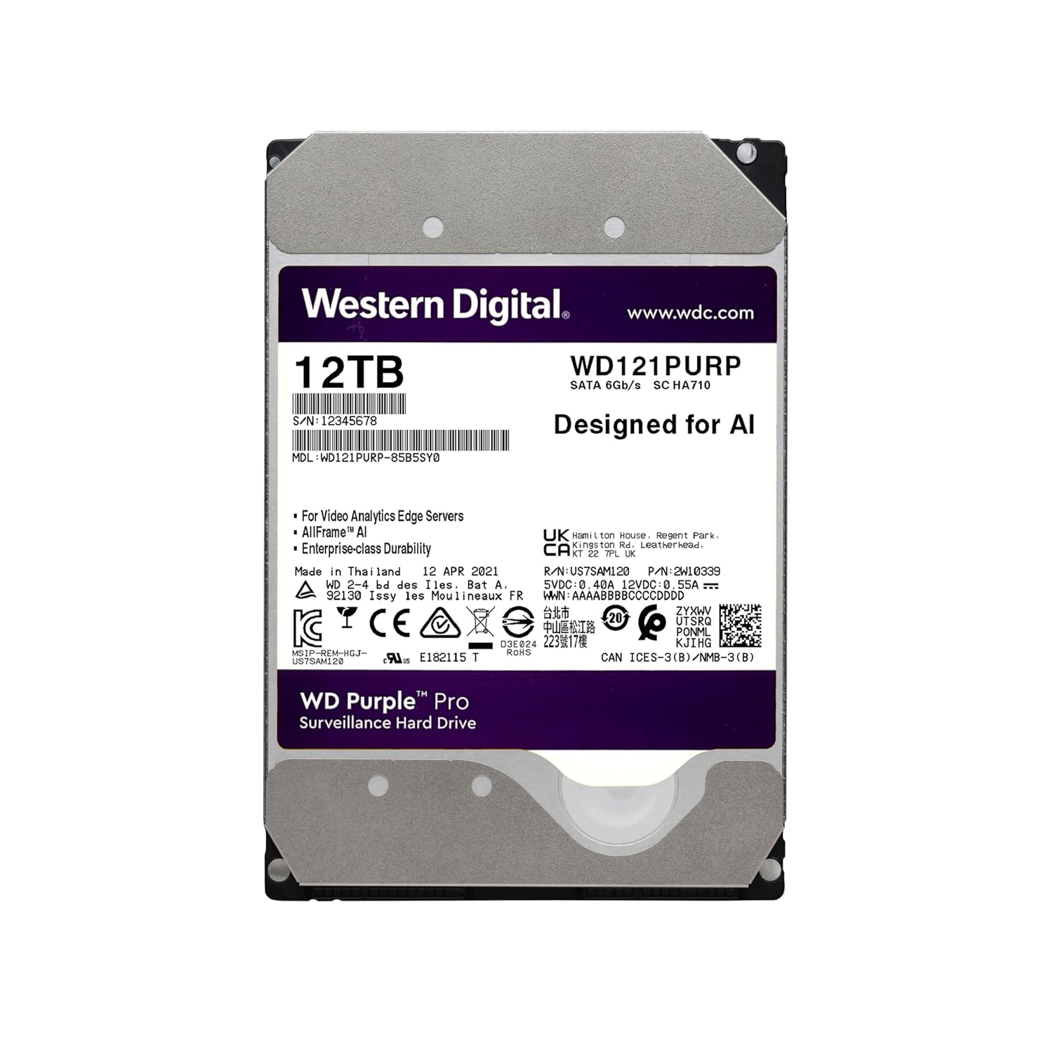 WD 12TB Purple Pro 256MB SATA 6Gb/s — image 2