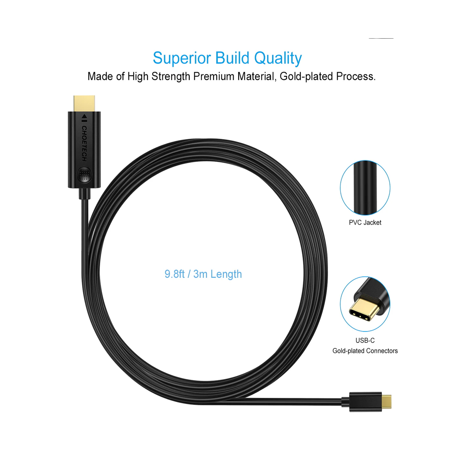 Choetech USB C To HDMI Cable 4K Supported XCH-0030 — image 3