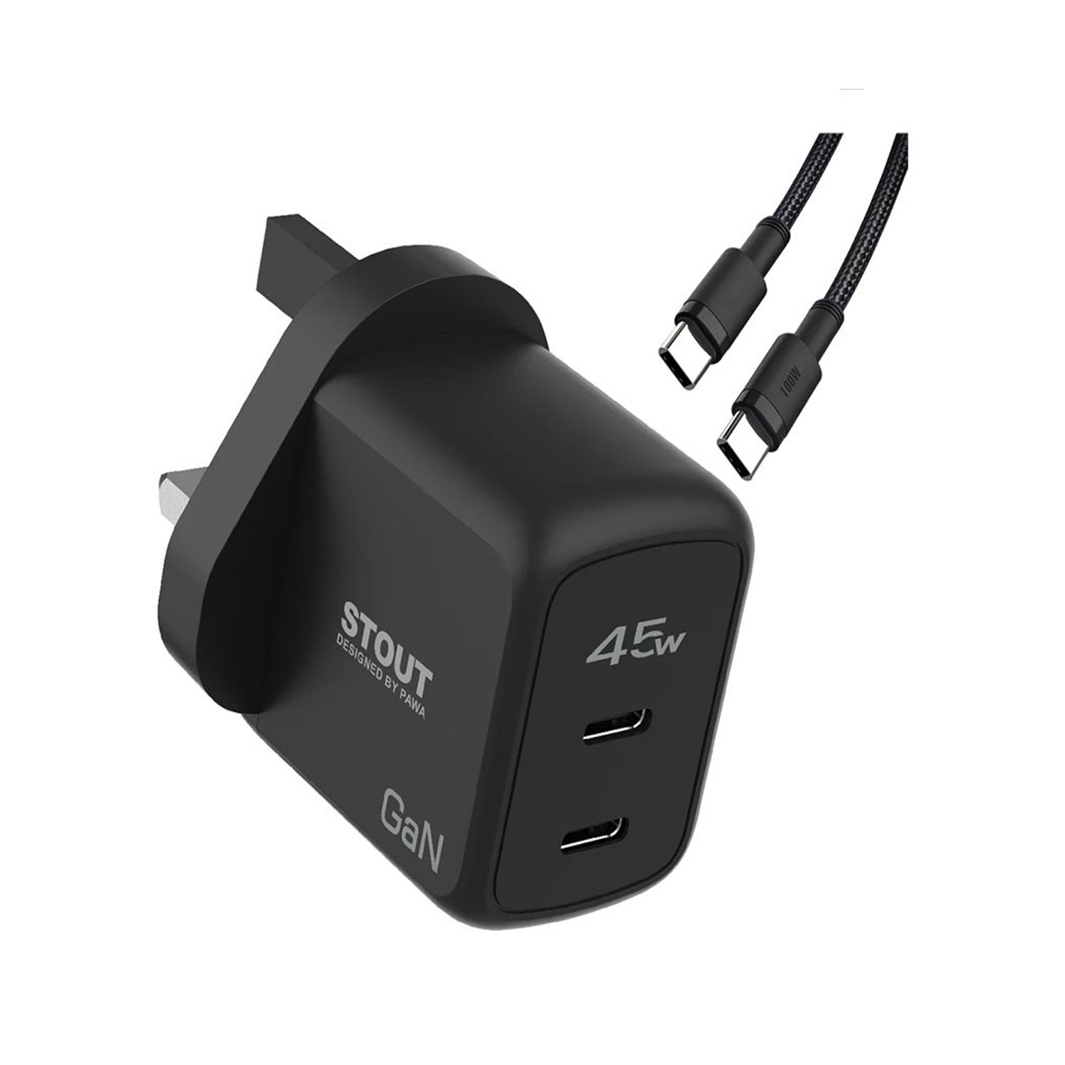 Pawa Stout Gan Travel Charger With Dual PD 45w Black — image 3