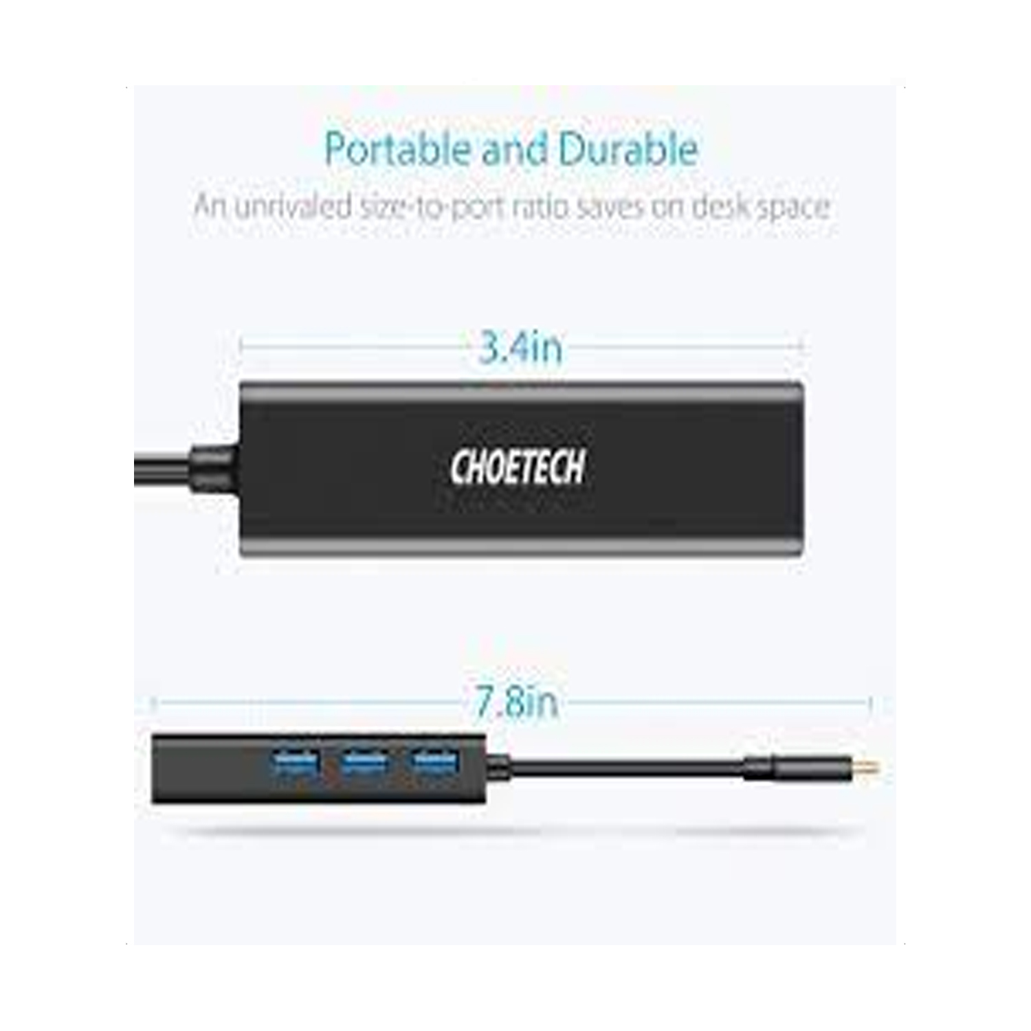 Choetech USB C HUB With Ethernet & USB 3.0x3 HUB-U02 — image 3