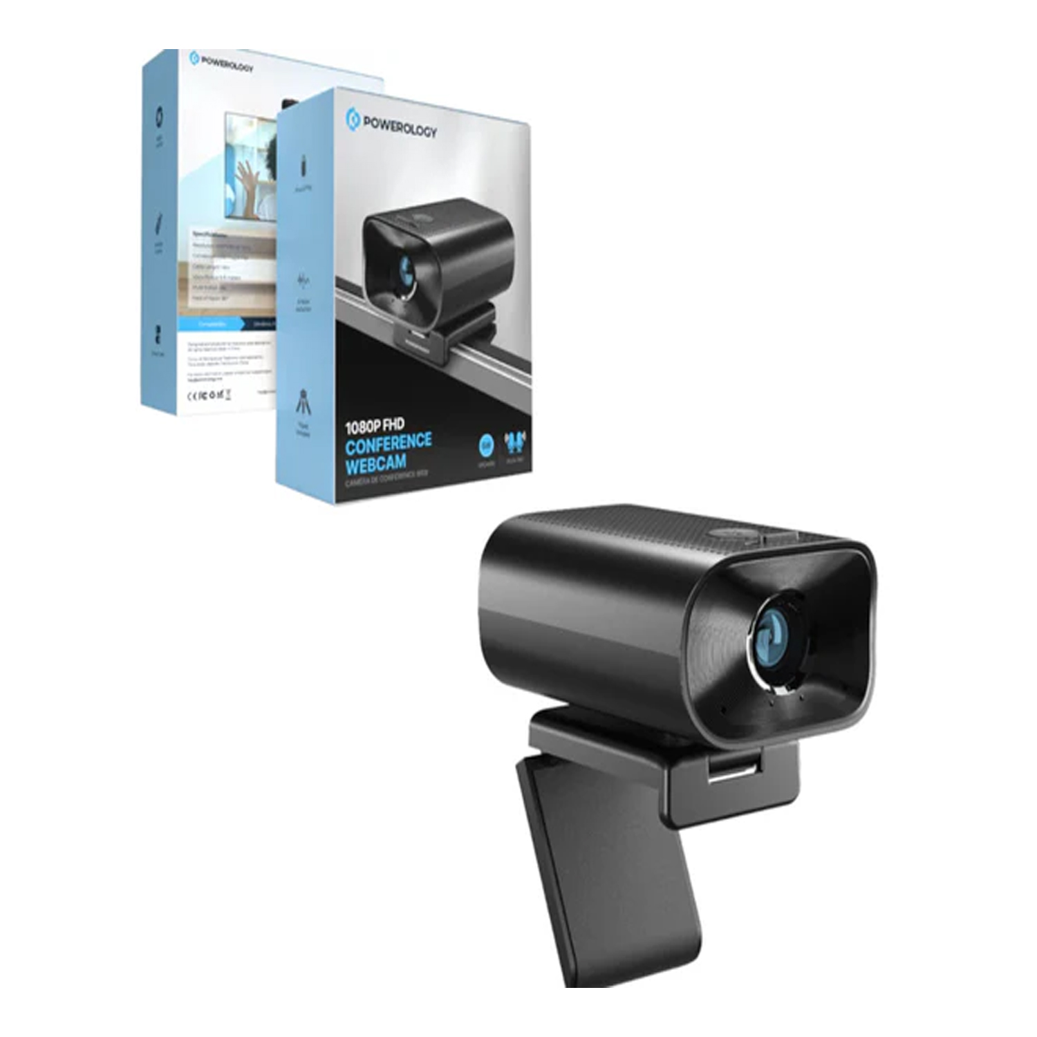 Powerology 1080p Web Cam with 5x Digital Zoom in-built Mic and Speaker- Black PCFRCMBK — image 3