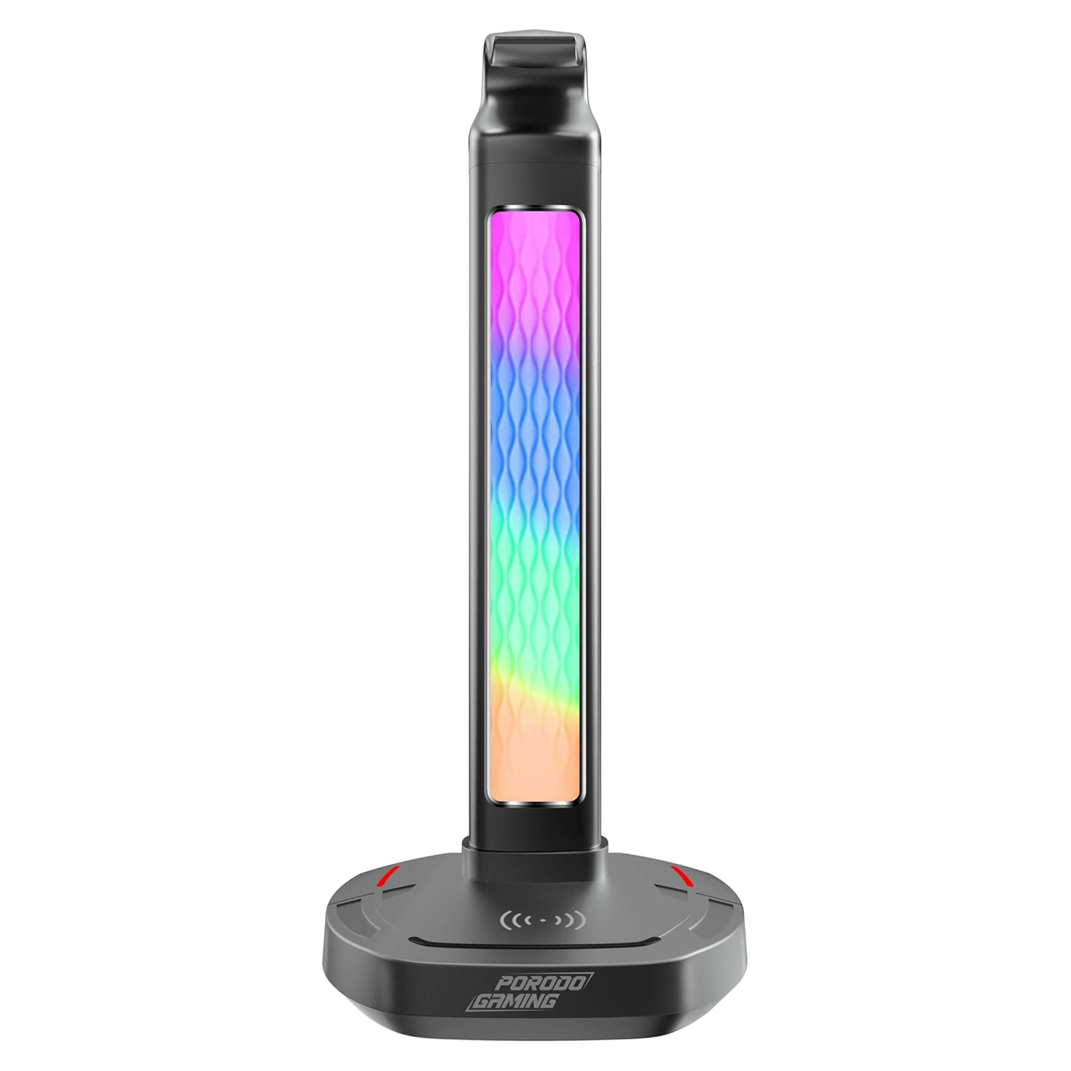 Porodo Gaming RGB Headphone Stand, Wireless Charging & USB-C Hub with Screen Lamp 5W — image 4