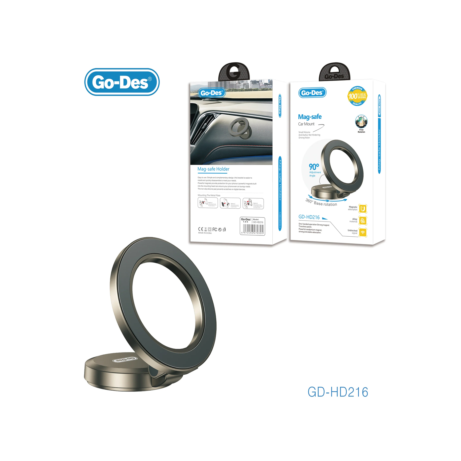 GO DES Mag-Safe Car Mount 360 Base Rotation GD-HD216 — image 4