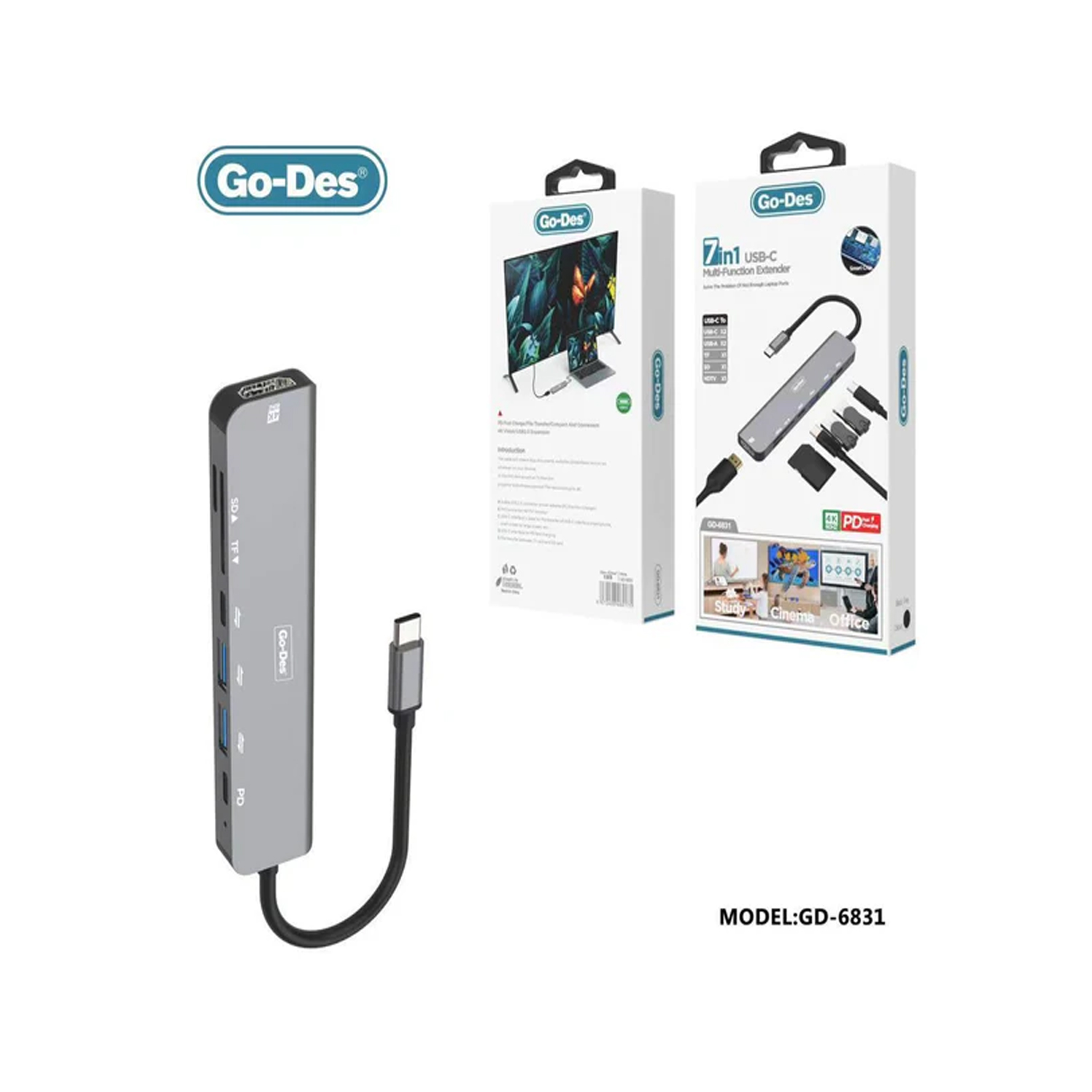 GO DES GD-6831 7 IN 1 USB C Hub Adapter — image 2
