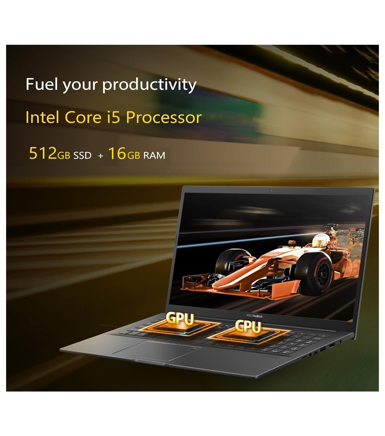 Asus Vivobook 15 OLED K513EQ-OLED005W Slim Laptop – Core i5 2.40GHz 8GB 512GB 2GB Win11Home 15.6inch FHD OLED Silver English/Arabic Keyboard — image 3