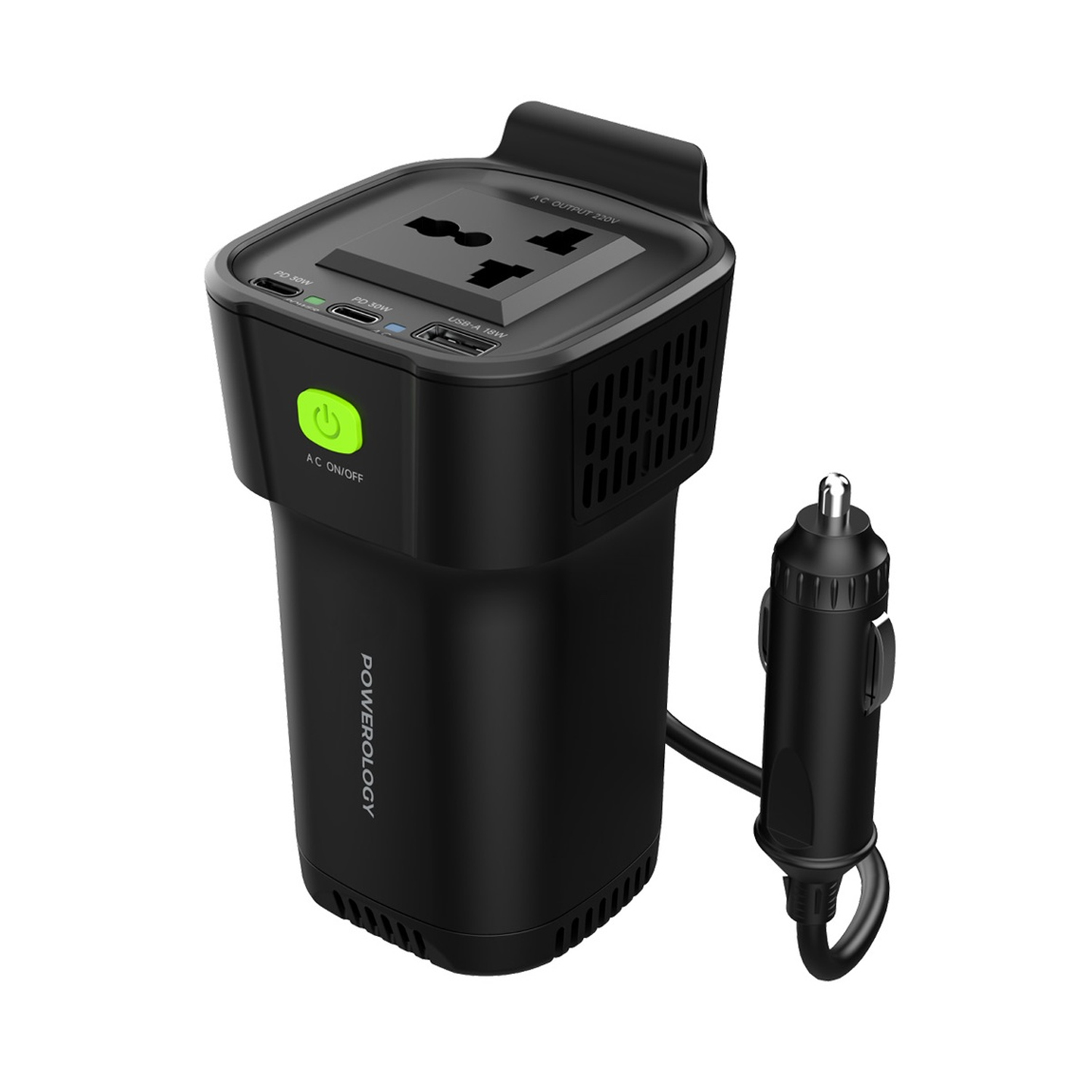 Powerology 150W Inverter AC Universal USB A TO Type C DC CAR 12V 10A — image 3