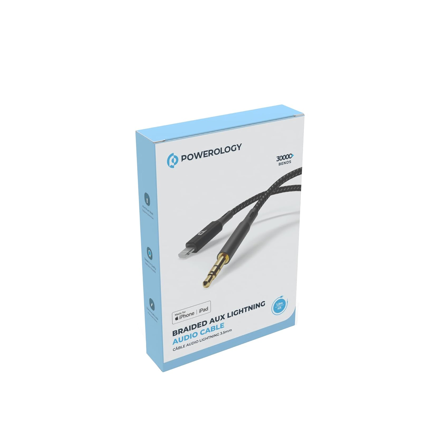 Powerology Braided AUX Lightning Audio Cable (1.2m/4ft) — image 2