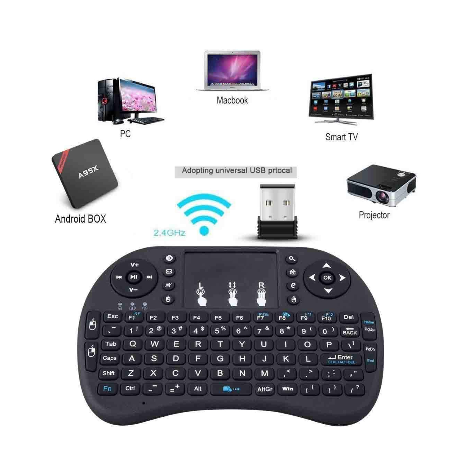 Mini Universal Wireless Keyboard (USB) For Android TV Boxes Long TV Smart TV XBox 360 PS3 Consoles PC LapTop — image 2