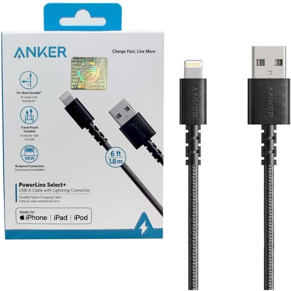 Anker Powerline Select+ USBCable With Lightning Connector 3Ft Black — image 1