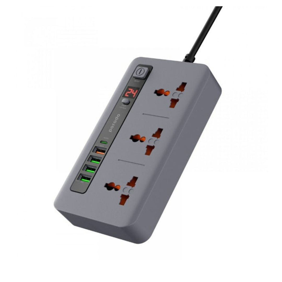 Porodo 3 AC 4 USB A & USB C PD 20W Power Extension Black — image 4
