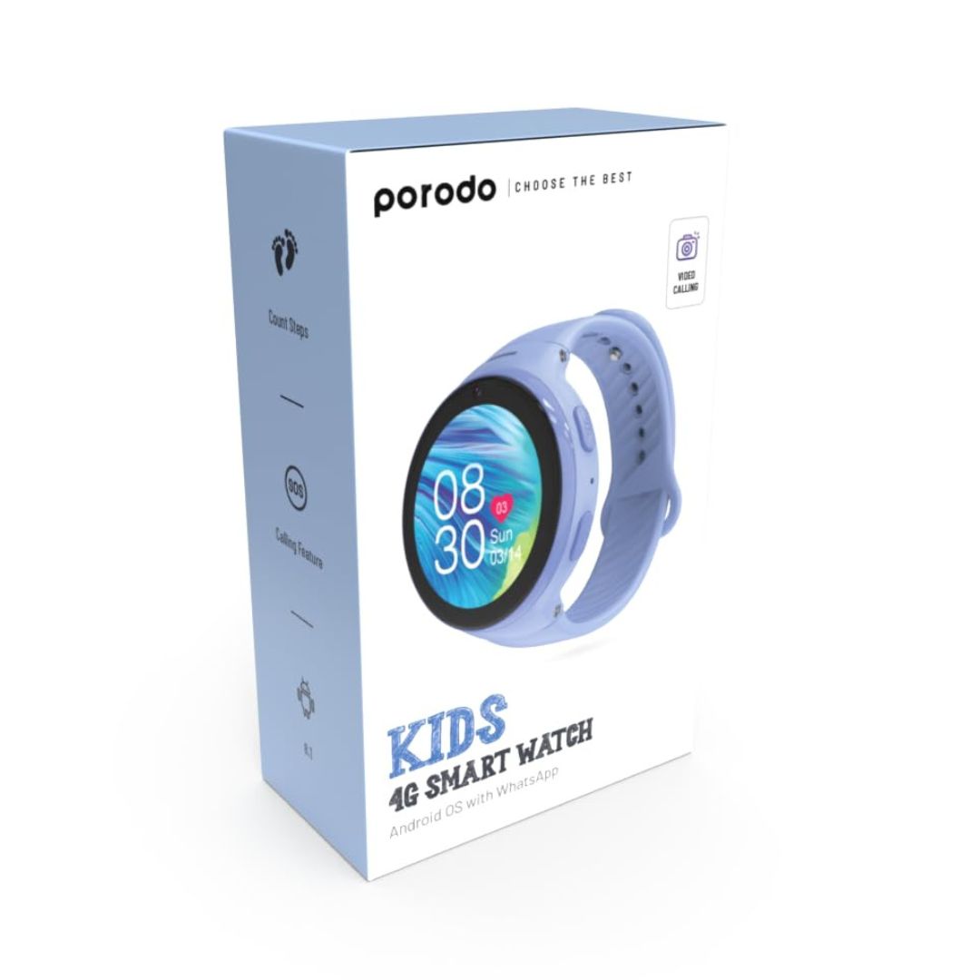 Porodo  Kids 4G Smart  Watch  Baby Blue/Pink  With  Video Calling with JuniCare app — image 3