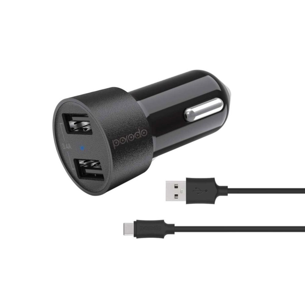 Porodo Dual USB 3.4A Fast Car Charger with C Type Cable — image 2
