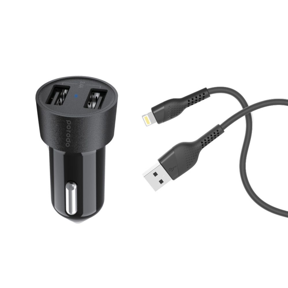 Porodo Dual USB 3.4A Fast Car Charger with C Type Cable — image 3