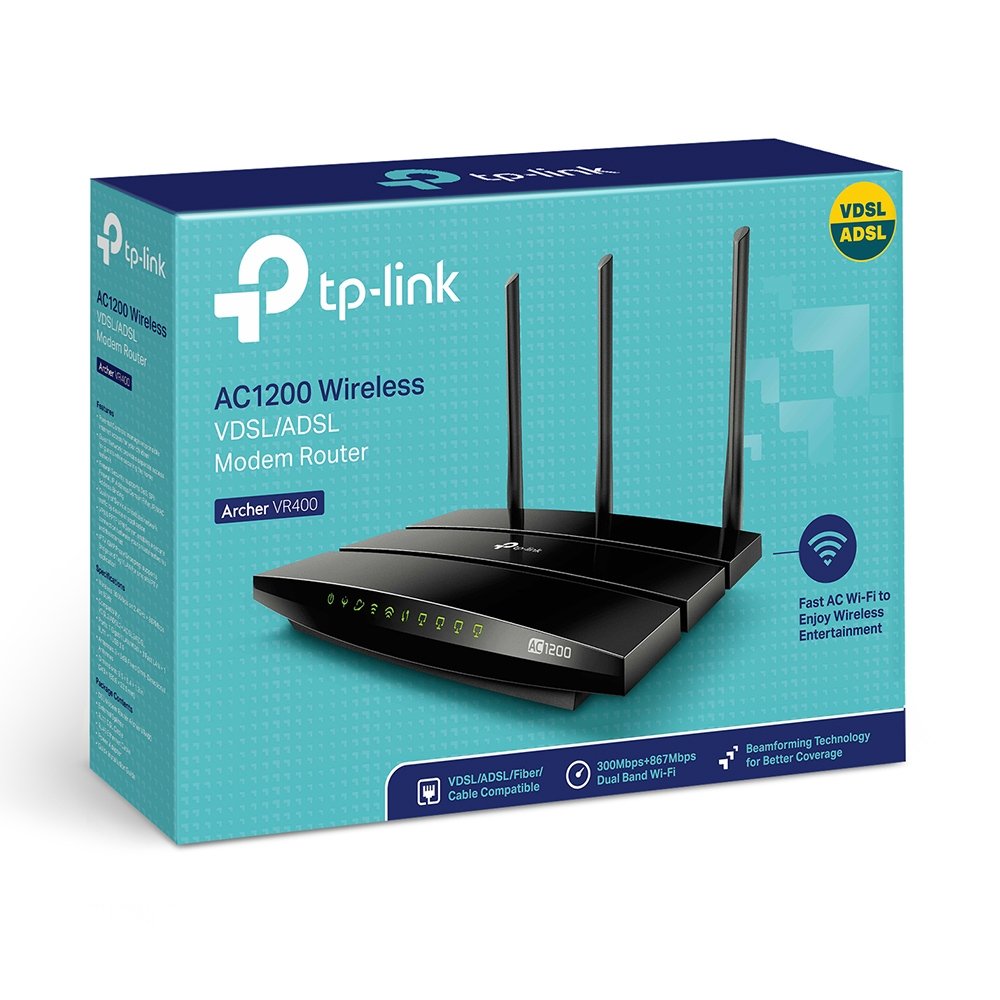 Tp Link Archer VR400 AC1200 Wireless VDSL ADSL Modem Router Fiber Cable Compatible 300Mbps+867Mbps Dual Band wifi Full Gigabit Ports — image 3