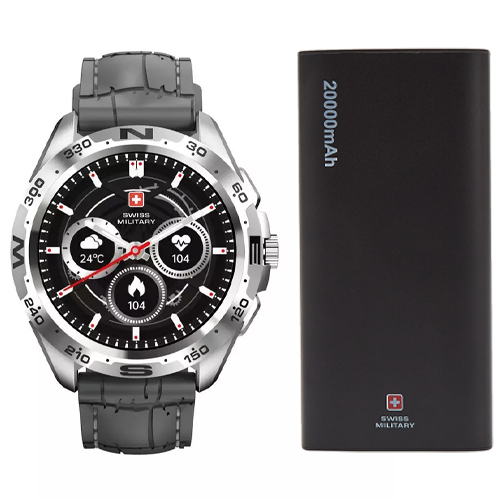 Swiss Military SM-WCH-DOM1-S-GRY Dom Smart Watch With Swiss Military Bieudron Power Bank 20000mAh — image 1