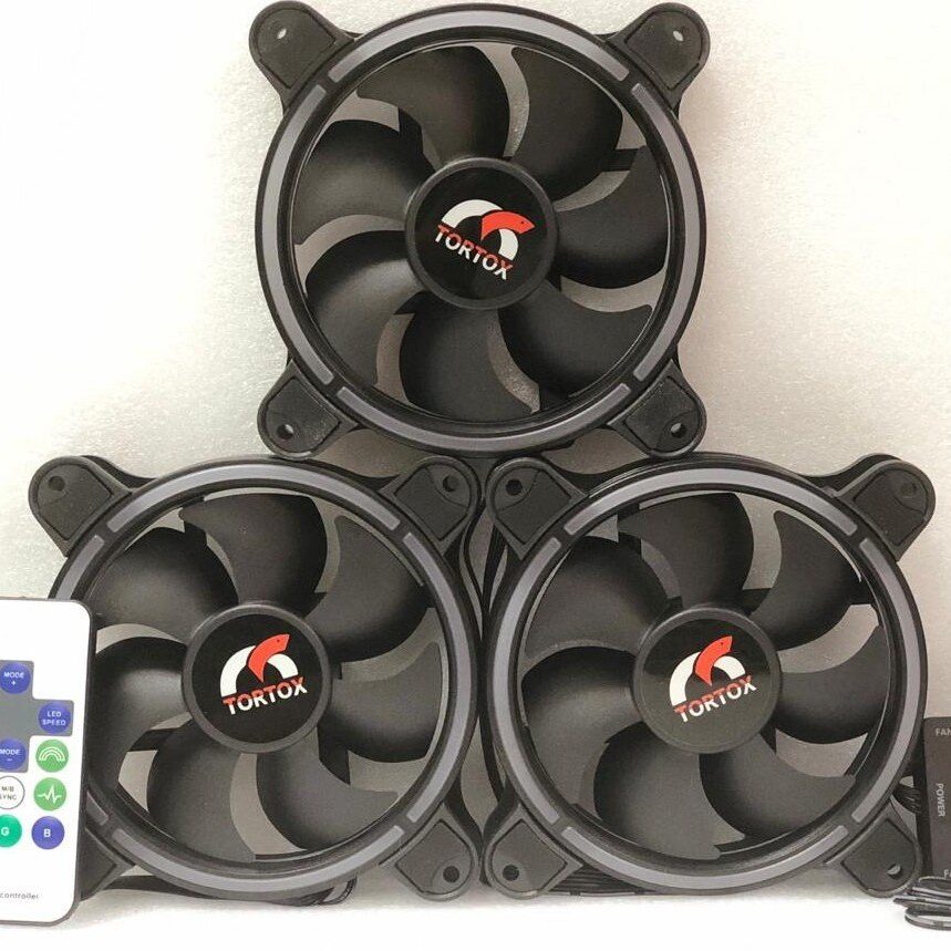 TORTOX RF120 3X Dual Loop 3-in-1 RGB Case Fan Kit with Remote — image 1
