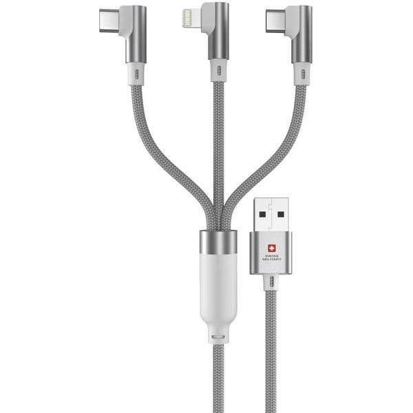 Swiss Military 3-in-1 USB-A to USB-C, Lightning & Micro USB Charging Cable — image 1
