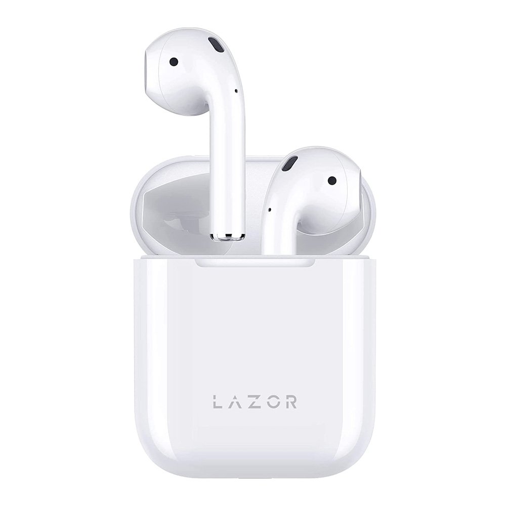 Lazor EA78 Earphones, Bluetooth 5.0 Connectivity, 14mm Driver, Mono/Dual Connection Switch, Touch Control, Automatic In-Ear Detection, White — image 2