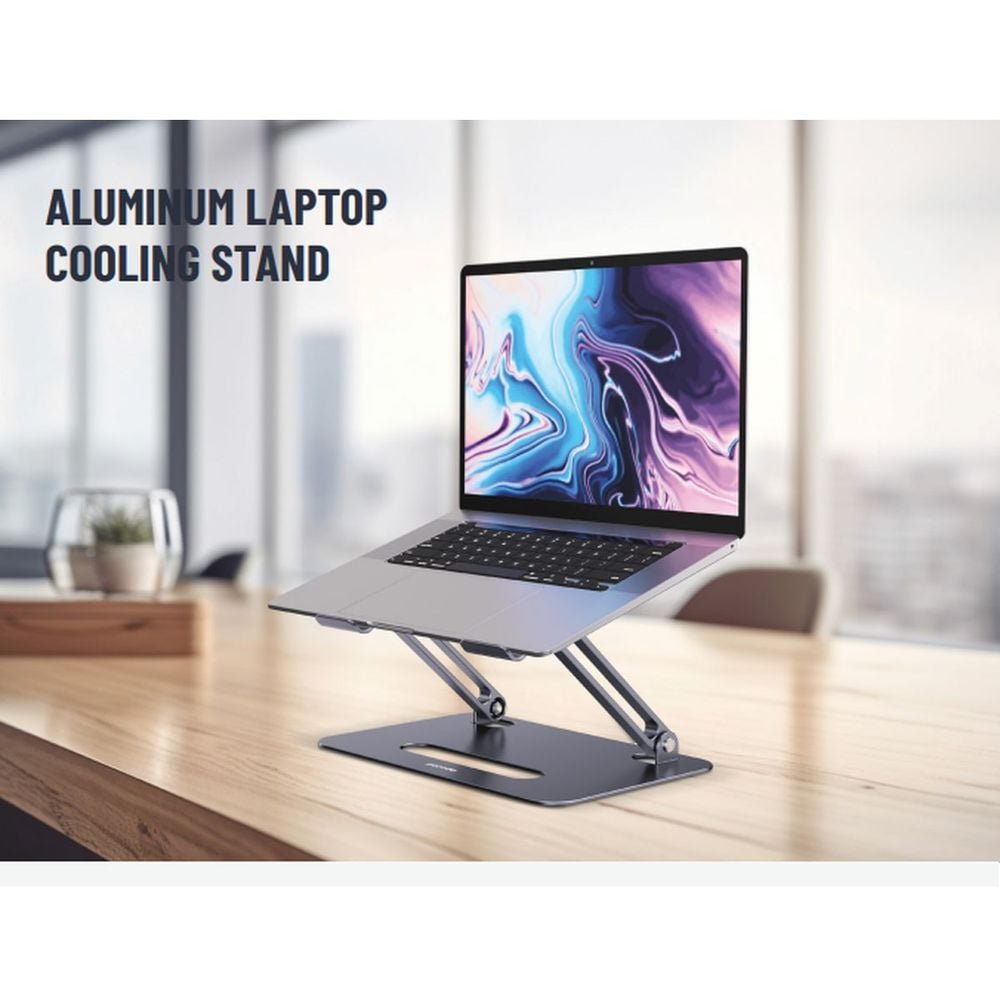 Porodo Alum. alloy Adjustable Laptop Stand with Cooling Fan- Grey — image 2