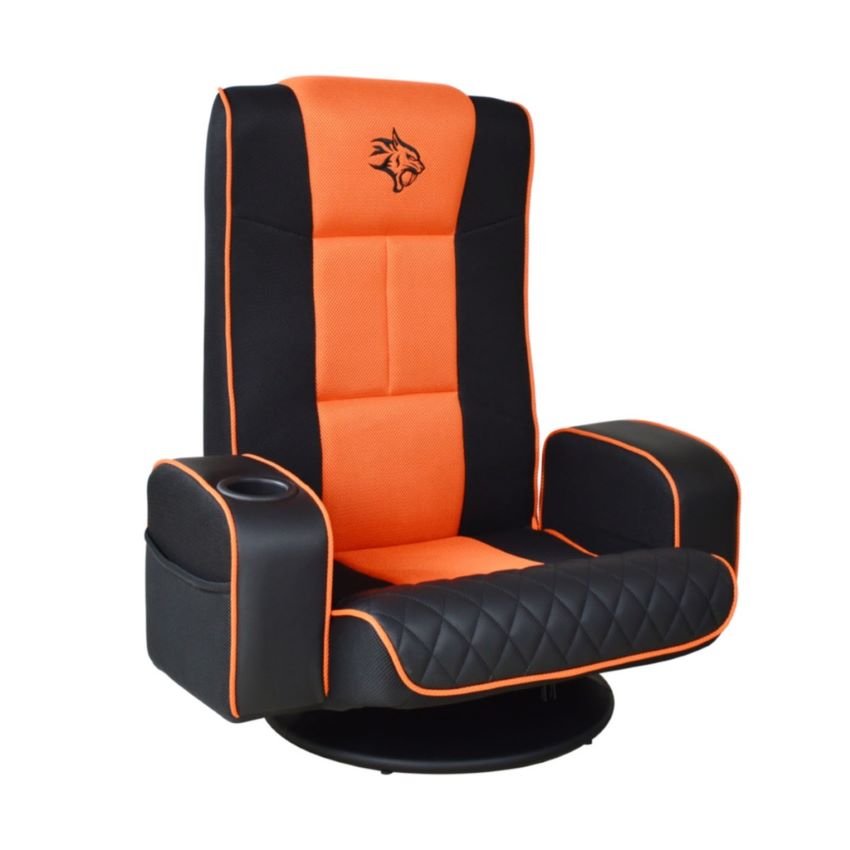 Porodo Gaming Predator Pro Gaming Seat with Armrest & Cupholder 360 Swivel - Black/Orange — image 2