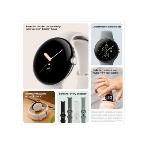 Google Pixel Watch 41mm Matte Black Stainless Steel Case with Obsidian Active Band Wi-Fi GA03119-DE — image 4