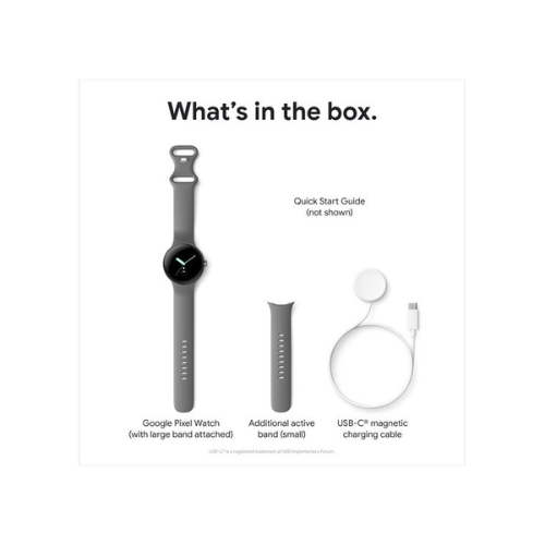 Google Pixel Watch 41mm Matte Black Stainless Steel Case with Obsidian Active Band Wi-Fi GA03119-DE — image 3