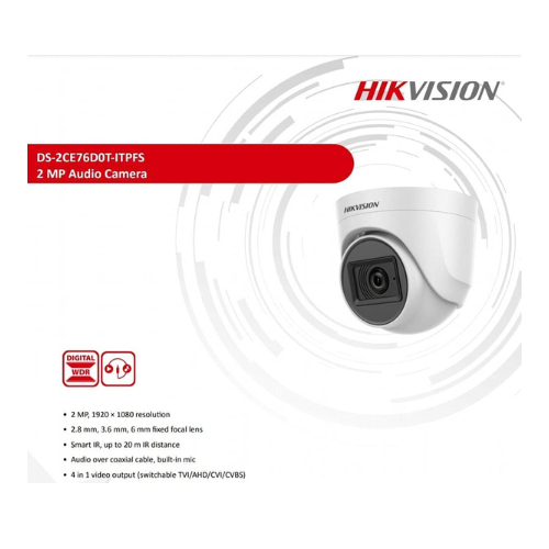 HIKVISION 2CE76D0T ITPFS 2MP Dome With  Mic — image 2