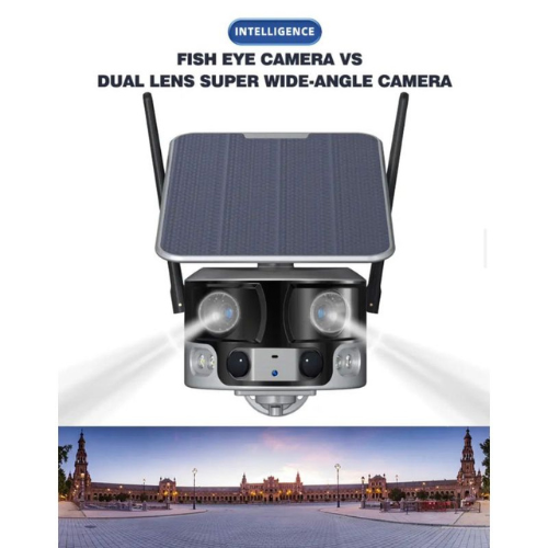 Panorama WiFi Human Tracking Multi-Image 180 Degree Wide Viewing 4G Fisheye Solar Battery Network Camera — image 2
