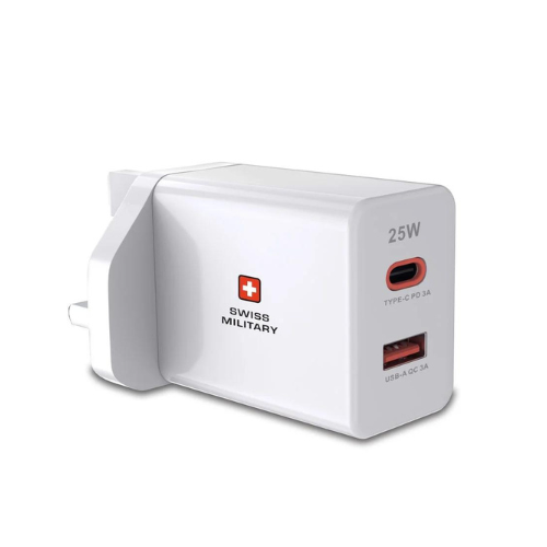 Swiss Military Power Station 25w USB-C PD 3A & USB-A QC 3A Charger - White — image 2