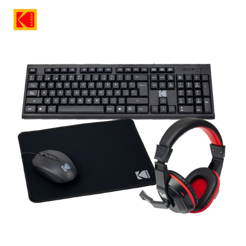 Kodak 4 in 1 Office Set Combo ( Wired Keyboard / Wired Mouse / Mouse Pad / Headset ) 4IN 1COS-6702 — image 1