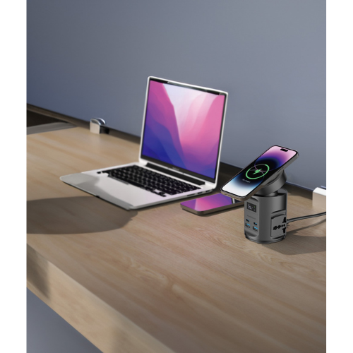 Powerology Magsafe Power Hub PD 65W 2X Universal Sockets 2200W - Black PWCUQC014 — image 2