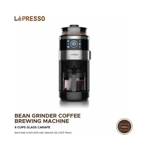 LePresso Bean Grinder Coffee Brewing Machine 6 Cups Glass Carafe LP6DCMBK — image 2