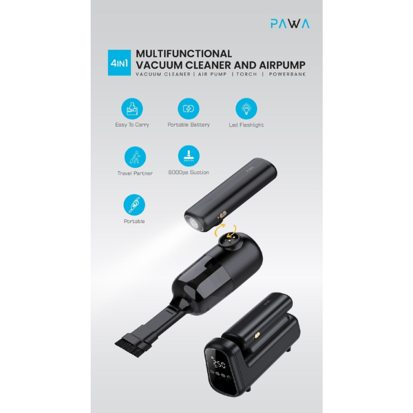 Pawa 4 IN 1 Multifunctional Vacuum Cleaner And Air Pump Black — image 1