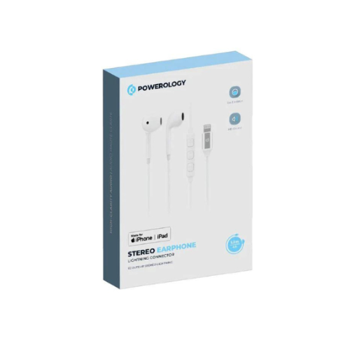 Powerology Stereo MFi Lightning Earphones 1.2M White — image 2